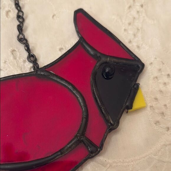 Red and Black Glass Art Bird - Picture 4 of 7